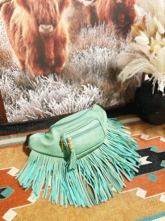 Turquoise Fringe Fanny Pack Bum Bag-SOLD OUT