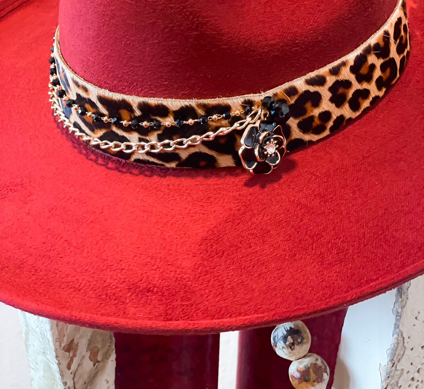 HAT BAND - Black & Gold Leopard-SOLD