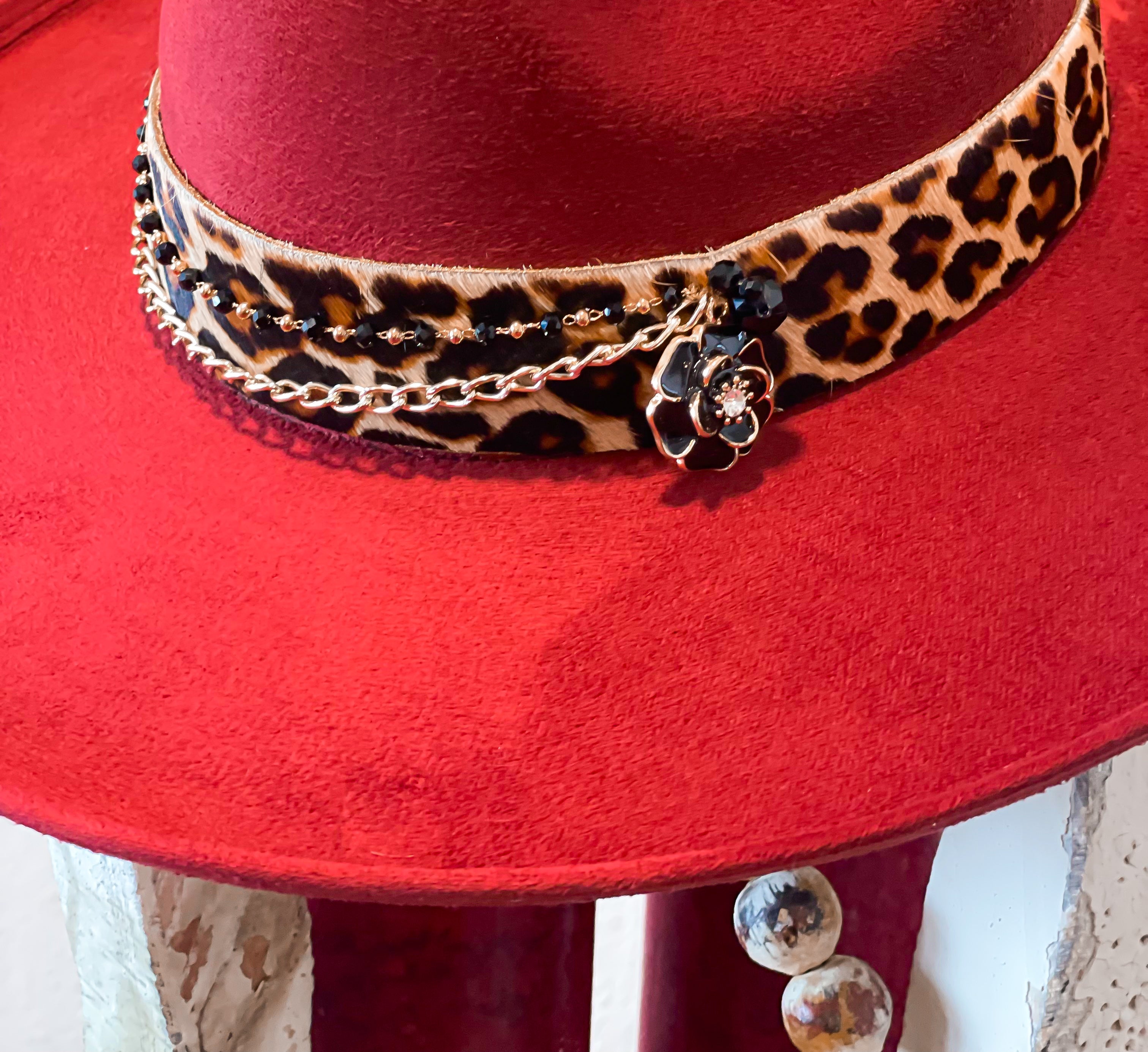 HAT BAND - Black & Gold Leopard-SOLD