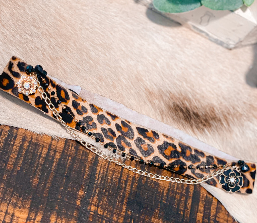 HAT BAND - Black & Gold Leopard-SOLD