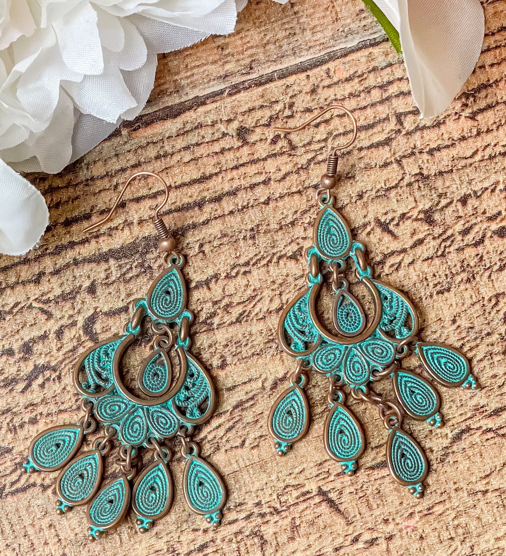 Vintage Turquoise Mirage Chandelier Earrings
