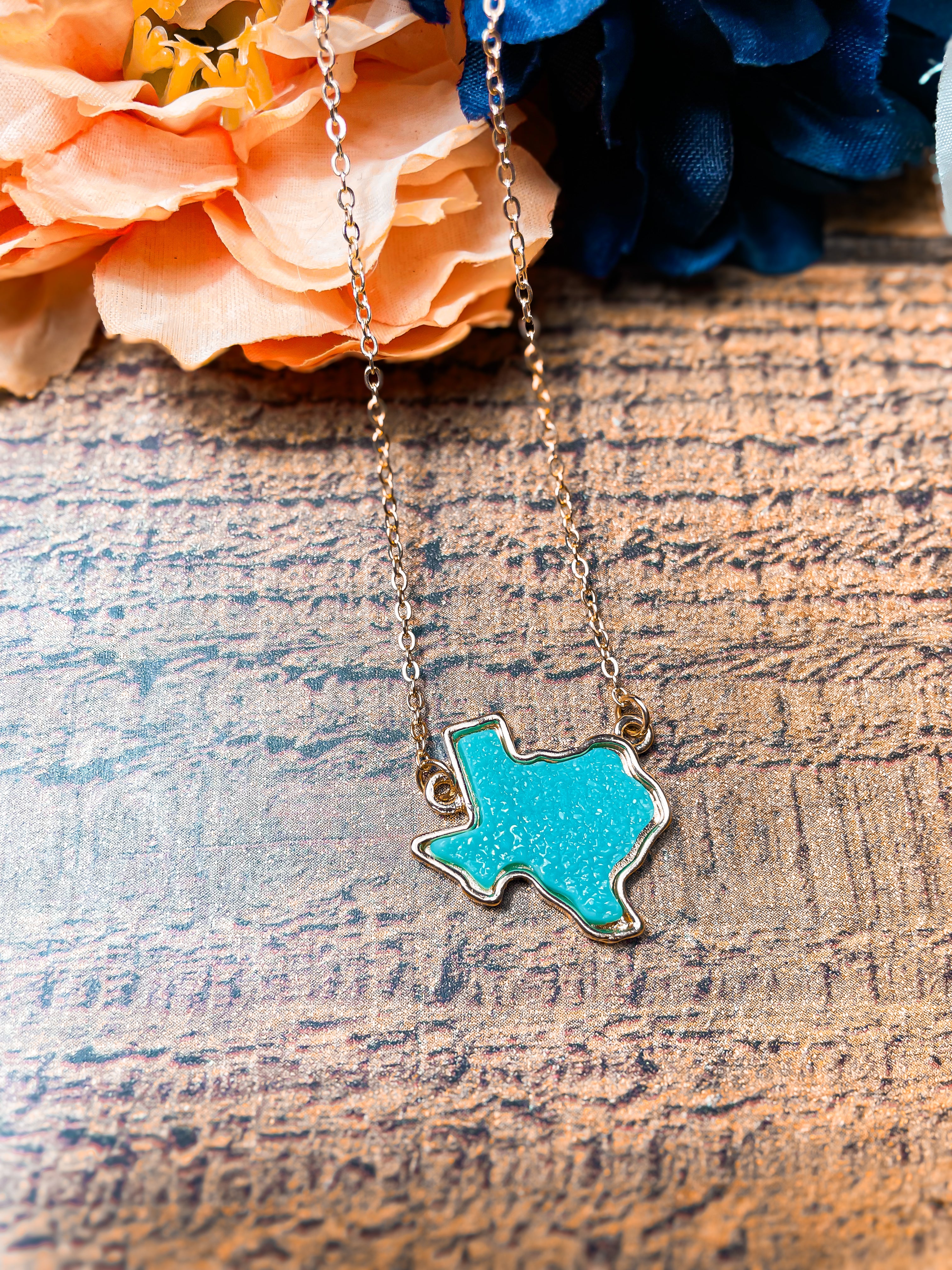 Turquoise Druzy Heart Necklace