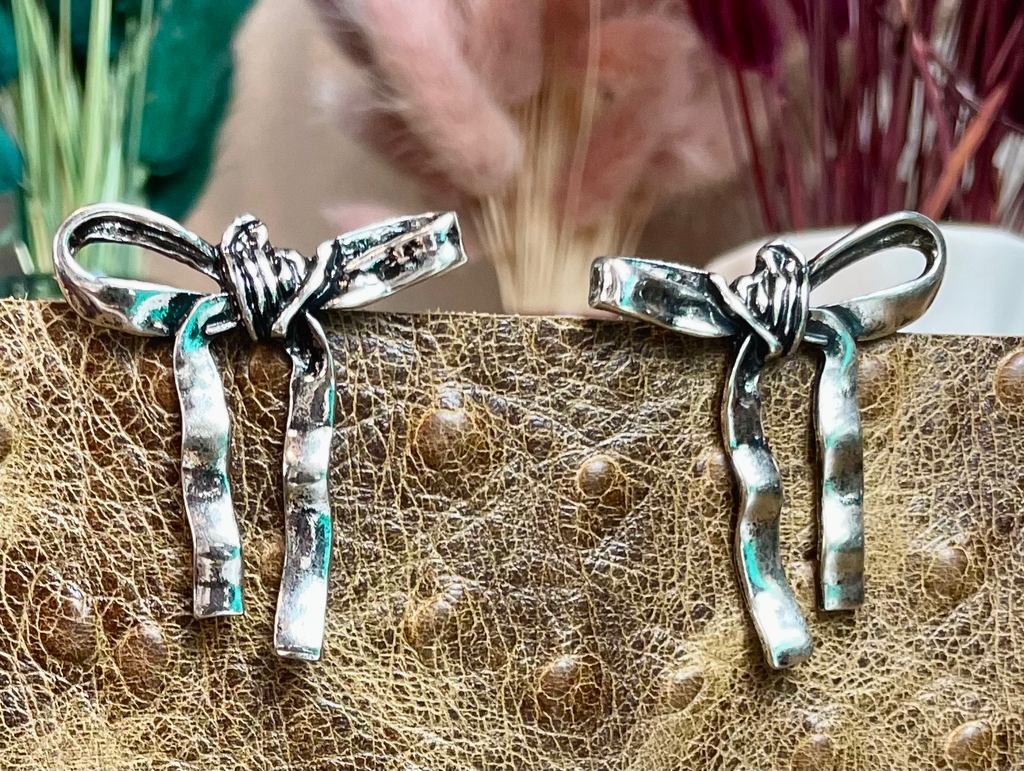 Silver Bow Knot Stud Earrings